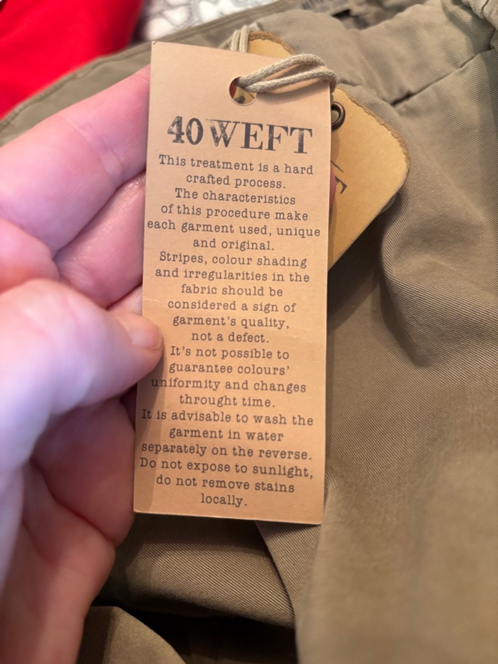 40weft "Billy" Men's Pants in Tan Italian brand size 50 x 28 equal to US 34 x 28 - Picture 16 of 16